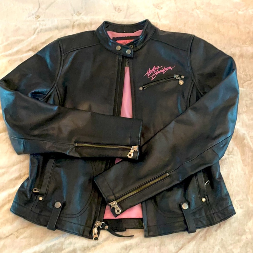 Women's Harley Davidson Pink Label leather jacket.